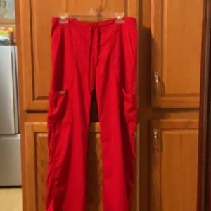Gently used red scrub pants by Cherokee work wear size small petite